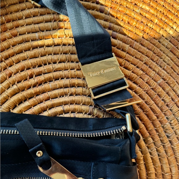 Juicy Couture Vtg 2000s Baby Diaper Bag Messenger Black Gold Hardware - Picture 6 of 8